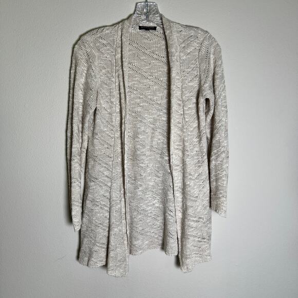 Eileen Fisher Linen Blend Open Front knit Cardigan Women's  Petite Size 2P Beige - Picture 1 of 5